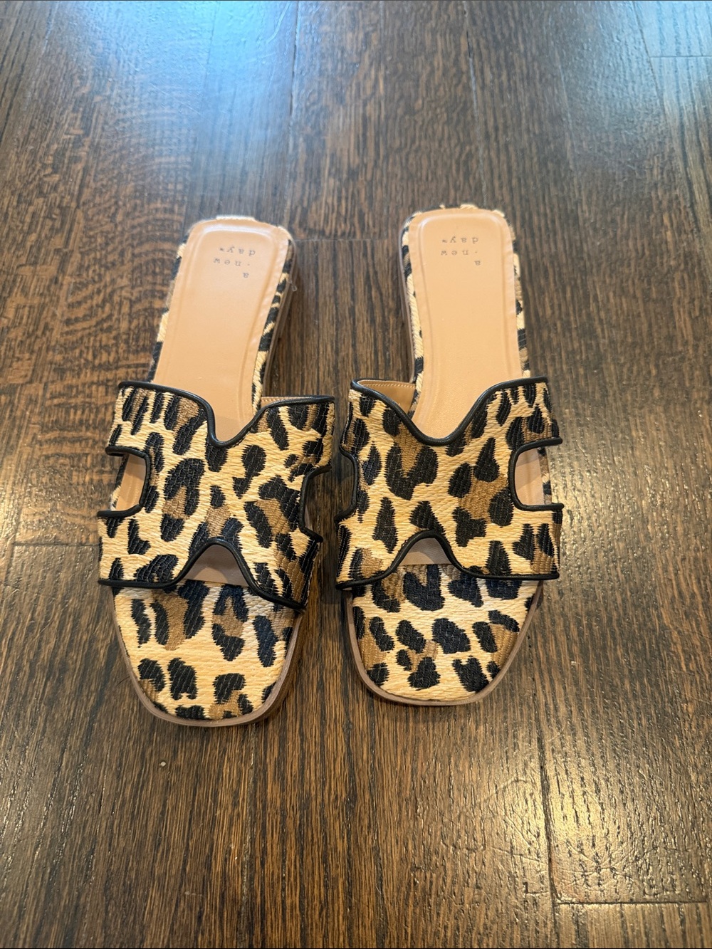 Leopard Print Slide Sandals - Women